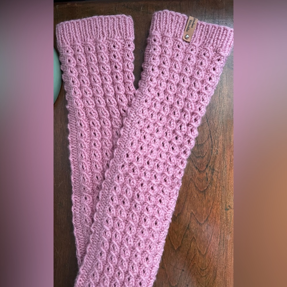 Handknit leg warmers wool over the knee cable knit and Dance ballet handmade